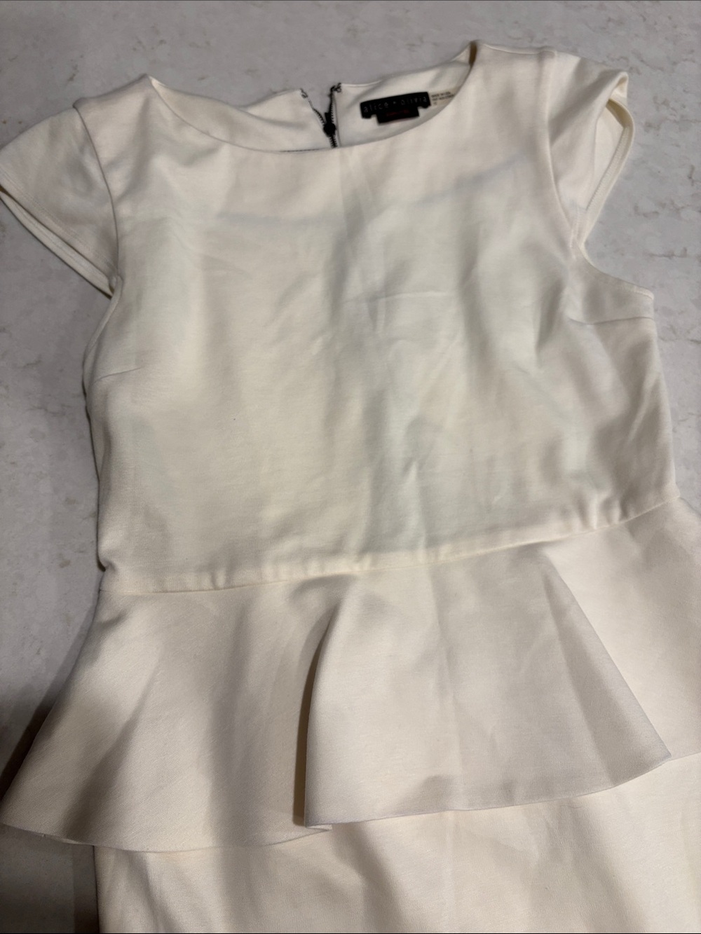 Alice + Olivia Employed Cream Peplum Dress size 12 like new
